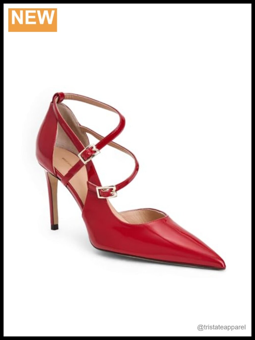 Italian Leather Pointed Toe Stiletto Heel Pumps Buckle Strap Dress Shoes